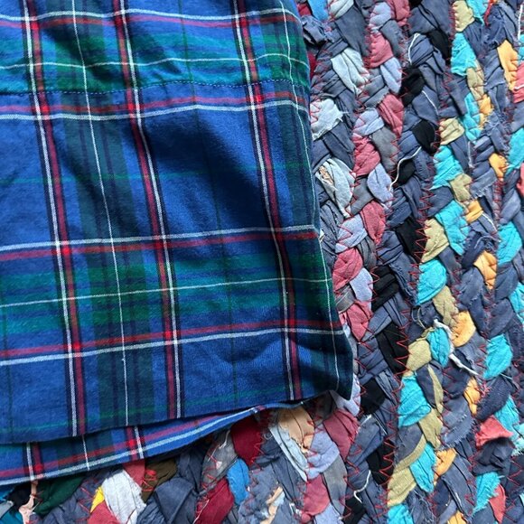 Vintage Handmade Blue Plaid Short Sleeve Button Up Blouse Women's SIze Medium - Picture 8 of 14